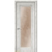 Дверь Геона Сиена, Тонированный matelux с гравировкой, ПВХ-шпон, Белый цвет патина золотая