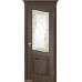 Дверь Геона Велла, Сатинат с гравировкой, покраска, ПВХ-шпон, Черное дерево матовое патина коричневая