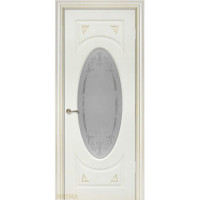 Дверь Геона Вивьен, Сатинат с гравировкой, эмаль NCS S 2005 - Y90R патина золотая