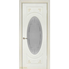 Каталог,Дверь Геона Вивьен, Сатинат с гравировкой, эмаль NCS S 2005 - Y90R патина золотая