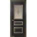 Дверь Геона Прованс, Сатинат тонированный с гравировкой, эмаль Черный янтарь патина шампань