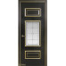 Дверь Геона Франческо, Стекло сатинированное с гравировкой, с бевелсом, эмаль Черный янтарь патина золотая