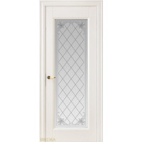 Дверь Геона Олимп, Сатинат с гравировкой, эмаль Белая матовая