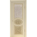 Дверь Геона Сильвия 3, Сатинат тонированный, окрашенный витраж, ПВХ-шпон, Ваниль матовая патина золотая