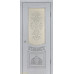 Дверь Геона Санторини, Сатинат тонированный, покраска, ПВХ-шпон, Белый патина серебряная