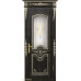 Дверь Геона Калисто, Сатинат с гравировкой, покраска, ПВХ-шпон, Черный жемчуг патина золотая