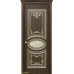 Дверь Геона Сильвия-1, Сатинат тонированный, окрашенный витраж, ПВХ-шпон, Орех каналетто 64, патина шампань