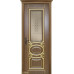 Дверь Геона Оливия-2, Сатинат с фацетом и гравировкой, ПВХ-шпон, Каштан, патина золотая
