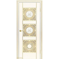 Дверь Геона Рим, Matelux с гравировкой, ПВХ-шпон, Крем, патина золотая