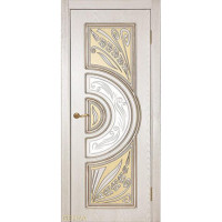 Дверь Геона Соренто, Matelux с гравировкой, ПВХ-шпон, Квазар перламутр, патина золотая