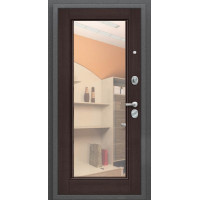 Дверь Титан Мск - Thermo Флэш Декор, Букле черное / Wenge Veralinga с зеркалом
