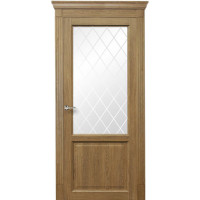 Дверь межкомнатная Bella Classic ДО английская решетка, EcoPremium, Светлый орех