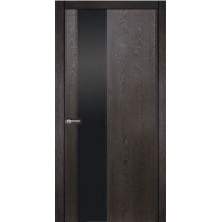 Дверь межкомнатная Rimini Vetro Лакобель черный, Eco Flex, Дуб Мокко