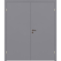 Влагостойкая композитная пластиковая дверь, гладкая, двустворчатая, цвет светло-серый RAL 7035