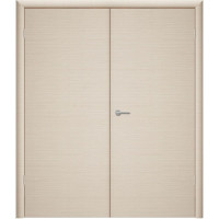Влагостойкая композитная пластиковая дверь, гладкая, двустворчатая, цвет кремовый RAL 9001
