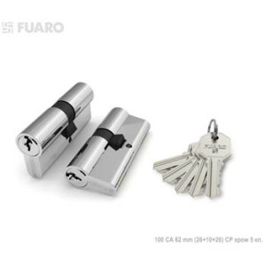 Цилиндровый механизм Fuaro 100 CA 62 mm (26 10 26) CP хром 5 кл.