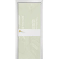 Дверь Оникс Соло 2, Lacobel RAL 1013 по зеркалу, без рисунока, эмаль белая