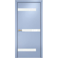 Дверь Оникс Силуэт Lacobel RAL 0333, с алюминиевой кромкой, эмаль голубая