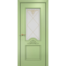 По цвету дверей,Оникс Византия Сатинат белый, Контурный витраж золото рисунок №1, Эмаль фисташка