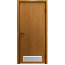 По материалу дверей,Дверь пластиковая влагостойкая с вентиляционной решеткой, композитный ПВХ, цвет миланский орех