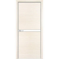 Дверь межкомнатная Q-2, лакобель белый, экошпон с алюминиевой кромкой, беленый дуб