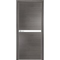 Дверь межкомнатная Q-2, лакобель белый, экошпон с алюминиевой кромкой, серый
