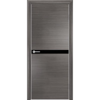 Дверь межкомнатная Q-2, лакобель черный, экошпон с алюминиевой кромкой, серый