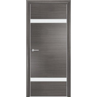 Дверь межкомнатная Q-4, лакобель белый, экошпон с алюминиевой кромкой, серый