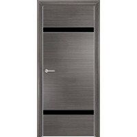 Дверь межкомнатная Q-4, лакобель черный, экошпон с алюминиевой кромкой, серый