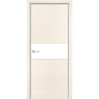 Дверь межкомнатная Q-5, лакобель белый, экошпон с алюминиевой кромкой, беленый дуб