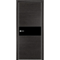 Дверь межкомнатная Q-5, лакобель черный, экошпон с алюминиевой кромкой, венге