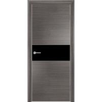 Дверь межкомнатная Q-5, лакобель черный, экошпон с алюминиевой кромкой, серый