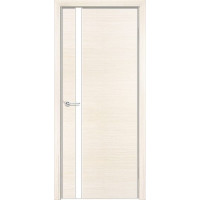 Дверь межкомнатная Q-7, лакобель белый, экошпон с алюминиевой кромкой, беленый дуб