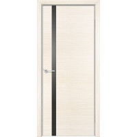 Дверь межкомнатная Q-7, лакобель черный, экошпон с алюминиевой кромкой, беленый дуб