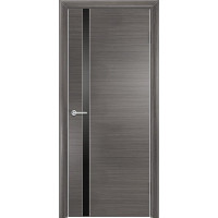 Дверь межкомнатная Q-7, лакобель черный, экошпон с алюминиевой кромкой, серый