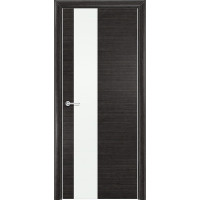 Дверь межкомнатная Q-8, лакобель белый, экошпон с алюминиевой кромкой, венге