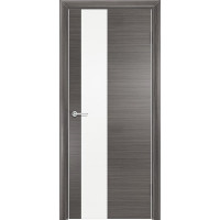 Дверь межкомнатная Q-8, лакобель белый, экошпон с алюминиевой кромкой, серый