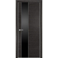 Дверь межкомнатная Q-8, лакобель черный, экошпон с алюминиевой кромкой, венге