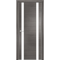 Дверь межкомнатная Q-9, лакобель белый, экошпон с алюминиевой кромкой, серый