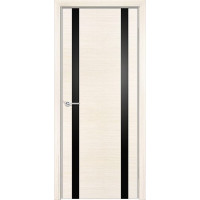 Дверь межкомнатная Q-9, лакобель черный, экошпон с алюминиевой кромкой, беленый дуб