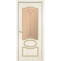 Дверь шпонированная Лига ДО бронза с рисунком, беленый дуб