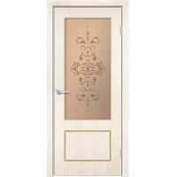 Дверь шпонированная Ромарио 2 ДО бронза с рисунком, беленый дуб