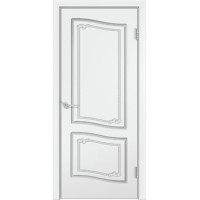 Дверь межкомнатная Б-4 ДГ, эмаль, белый с патиной серебра