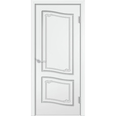 По цвету дверей,Дверь межкомнатная Б-4 ДГ, эмаль, белый с патиной серебра