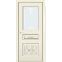 Дверь межкомнатная Б-13 ДО, эмаль, бежевый с патиной серебро