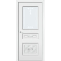 Дверь межкомнатная Б-12 ДО, эмаль, белый с патиной серебро