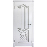 Ульяновские двери, Карина-4 ДГ, Эмаль белая патина серебро