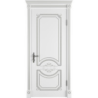 Межкомнатная дверь Милана ДГ, белая эмаль патина серебро