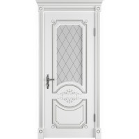 Межкомнатная дверь Милана ДО, белая эмаль патина серебро