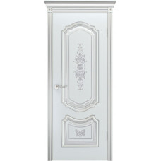 Каталог,Ульяновские двери, Соло R-0 В3 ДГ, белая эмаль патина серебро
